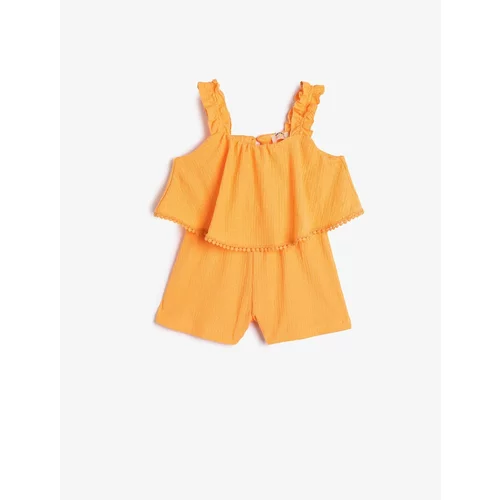 Koton Overalls, Shorts with Straps Tiered Frilly Textured