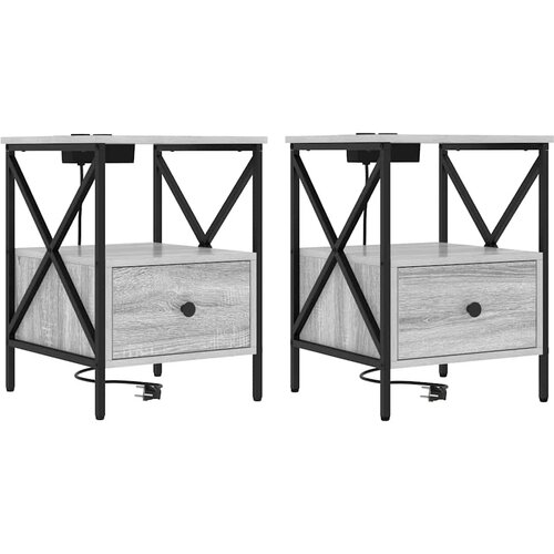  Noćni ormar s ladicama 2 pcs Siva Sonoma 41,5 x 40,5 x 55 cm Slike