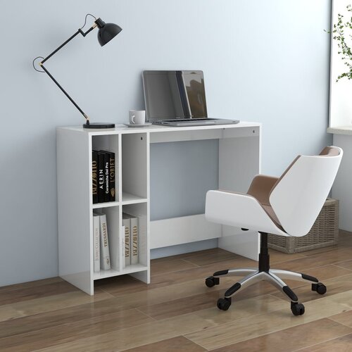 vidaXL Stol za prijenosno računalo sjajni bijeli 102,5x35x75cm iverica Cijene