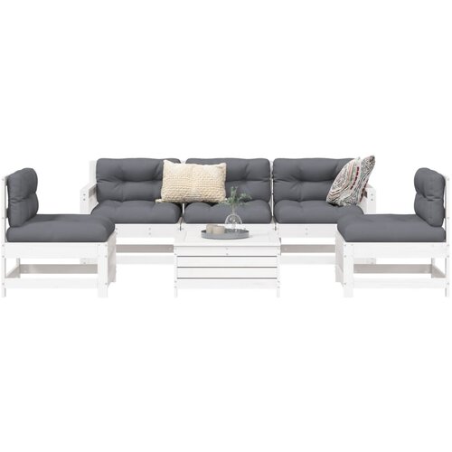 vidaXL 6-dijelni set vrtnih sofa bijeli od masivne borovine Cene