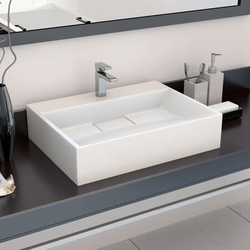  Umivaonik od lijevanih minerala/mramora 60 x 38 x 11 cm bijeli Slike