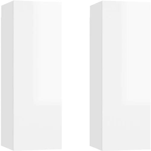vidaXL TV omarica 2 kosa visok sijaj bela 30,5x30x90 cm iverna plošča, (20913783)