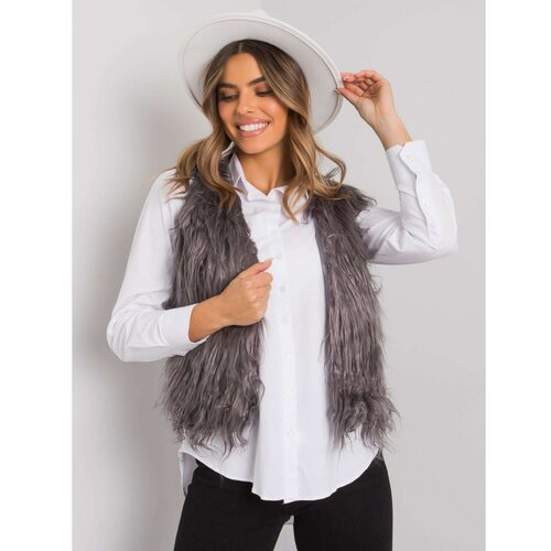 Fashion Hunters OCH BELLA Dark gray fur vest Cene
