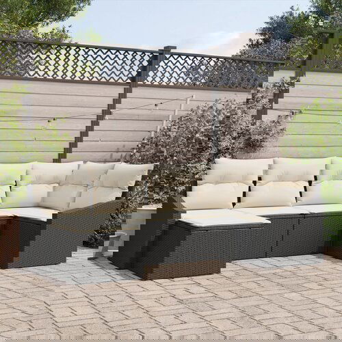 vidaXL set za objedovanje u vrtu Set od 6 Bež, crna Ratan, poliester Cijene