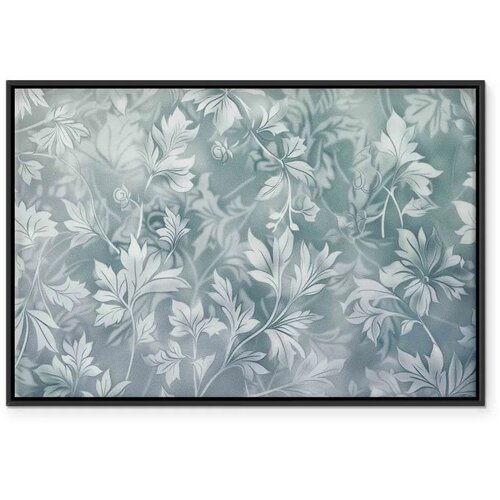  Slika - Ornaments in Worn Muted Turquoises: Delicate Plant Pattern 120x80 U crnom drvenom okviru Slike