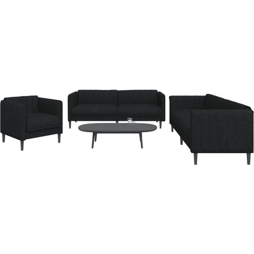  The Living Store Sedežna garnitura 3-delna črno blago - Sedežna Garnitura, (21478345) Cene