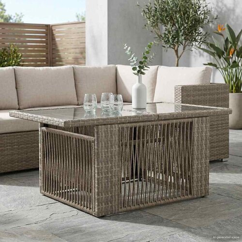  Stol za vrt Siva 100 x 55 x 37 cm PE Rattan i Staklo Cijene