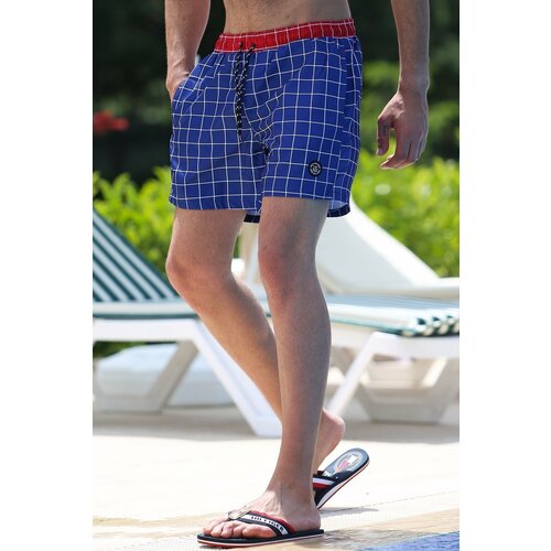 Madmext Swim Shorts - Dark blue - Plaid Slike