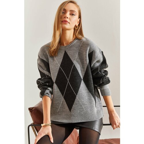 Bianco Lucci Women's Diamond Patterned Knitwear Sweater Slike