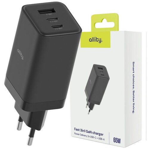 ALLITY punjač za zid USB-C 1x USB-A 65W crni Cene