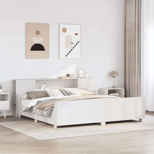  Posteljni okvir brez vzmetnice bel 180x200 cm trdna borovina Cene