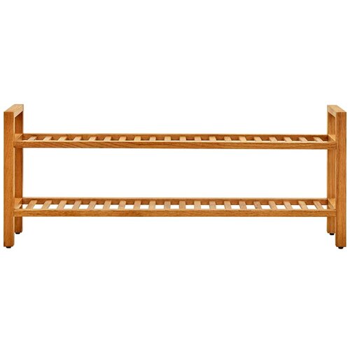  Stalak za cipele s 2 police 100x27x40 cm od masivne hrastovine Slike