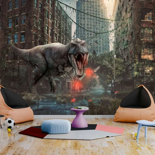  Samoljepljiva foto tapeta - Dinosaur in the City 245x175