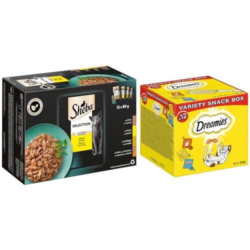 Dreamies 48 x 85 g Sheba vrečk + 12 x 60 g Mixbox po posebni ceni! - Selection in Sauce različice perutnine Cene