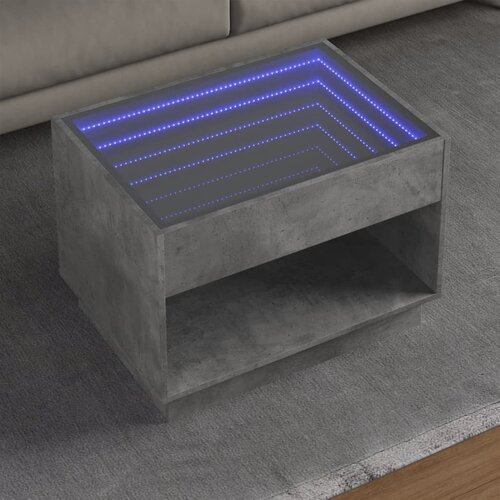 vidaXL Klubska mizica z neskončnimi LED betonsko siva 70x50x50 cm Cene