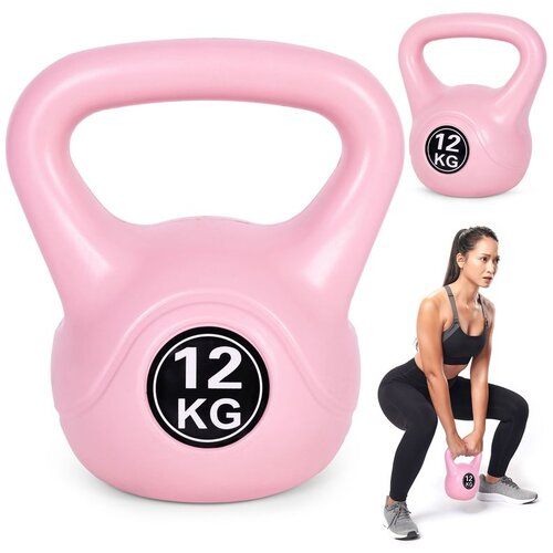 Kettlebell 12 kg za vježbanje, bučica, lopta s utezima, fitness opterećenje, roza, moderno Slike