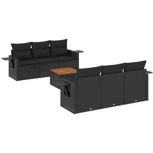  7-dijelni set vrtnih sofa od poliratana s jastucima crni Crna 65.5 x 62 x 69 cm Slike