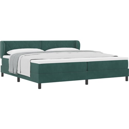 vidaXL Box Spring postelja z vzmetnico, temno zelena, 200x200 cm, žamet, (22051328) Cene