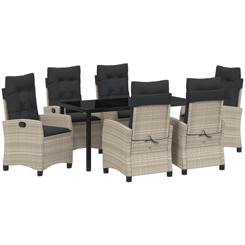 vidaXL Set od 7 za blagovanje u vrtu s jastučićima svjetlosive boje Cene