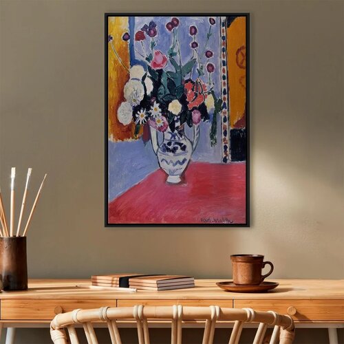  Slika - Henri Matisse &amp;ndash; Bouquet in a Two-Handled Vase 60x90 U crnom drvenom okviru Slike