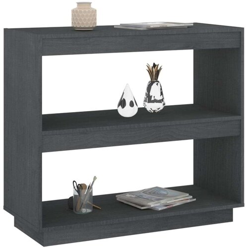 VidaXL knjižna omara siva 80x35x71 cm trdna borovina Slike