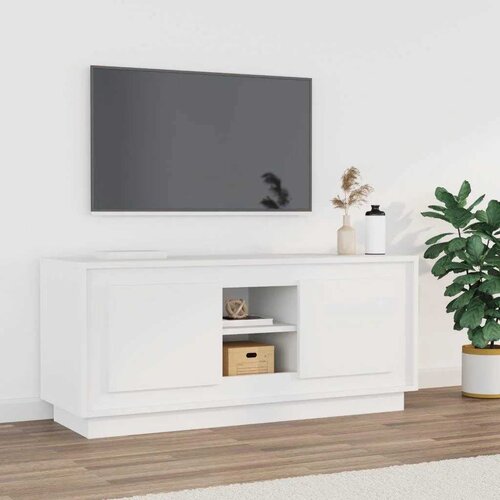 TV ormarić bijeli 102 x 35 x 45 cm od konstruiranog drva Cijene
