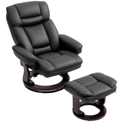 Nesta Relax fotelj z opornikom za noge, 360&deg; vrtljiv TV stol z ležečo funkcijo, črno umetno usnje, žepkasto vzmetenje, za dnevno sobo, (5000493399) Cene