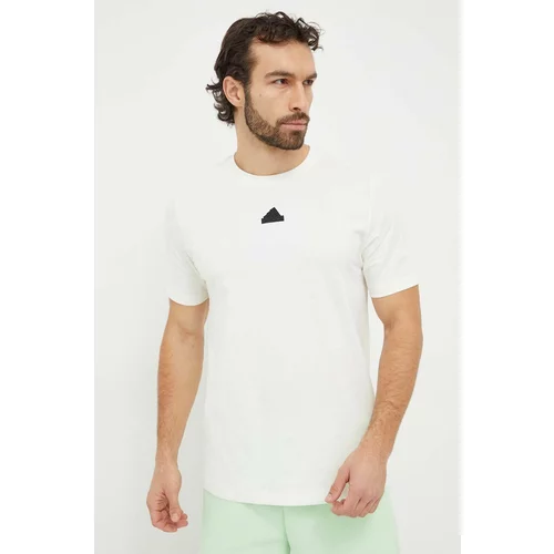 Adidas Bombažna kratka majica moški, bež barva
