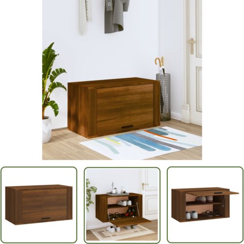 The Living Store Stenska omarica za čevlje rjav hrast 70x35x38 cm trdna borovina - Stenska Omarica Za Čevlje, (21744602) Cene