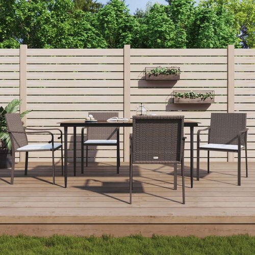VidaXL Vrtne stolice s jastucima 4 kom smeđe 56x59x84 cm od poliratana Slike