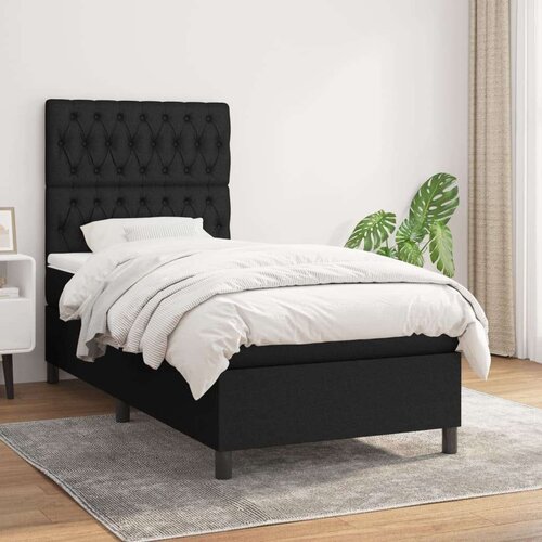  Box spring postelja z vzmetnico črna 90x200 cm blago, (20792149) Slike
