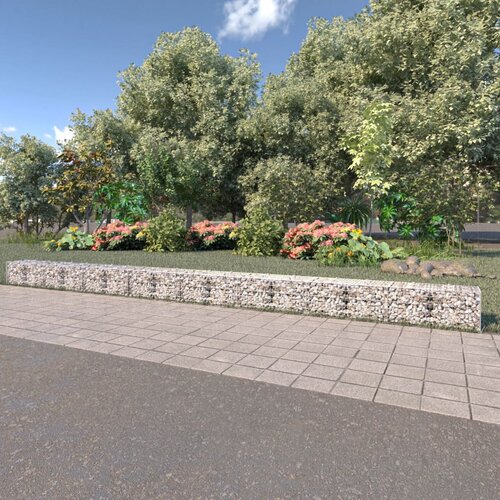 VidaXL gabionski zid s poklopcima od pocinčanog čelika 900 x 50 x 50 cm Slike