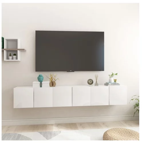  Viseče TV omarice 3 kosi visok sijaj bele 60x30x30 cm