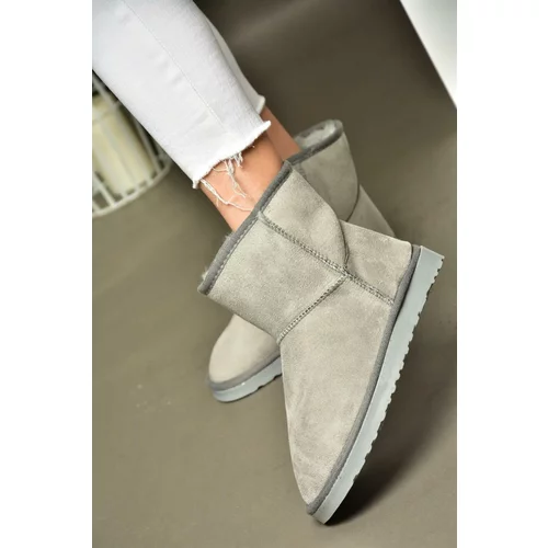 Fox Shoes R612026502 Women's Gray Suede Women's Boots with Pile Inside