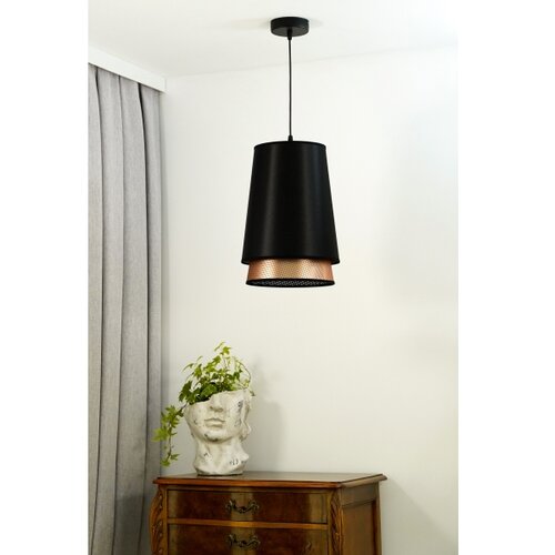  Duolla - Visilica na sajli BELL SHINY 1xE27/15W/230V prečnik 25 cm crna/bakarna Slike