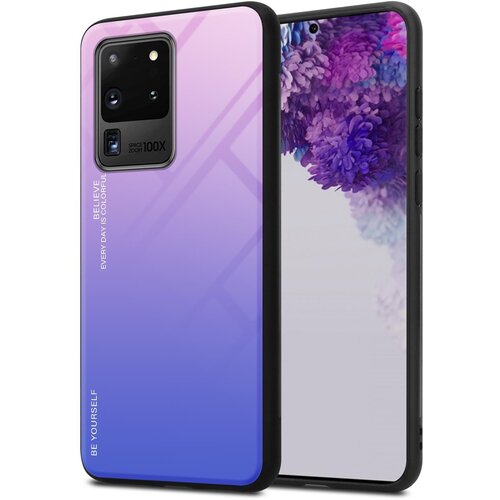 Cadorabo Ohišje, združljiv s Samsungom v roza - modri - dvobarvni zaščitni pokrov iz silikona TPU in hrbta iz kaljenega stekla, (20570773) Cene