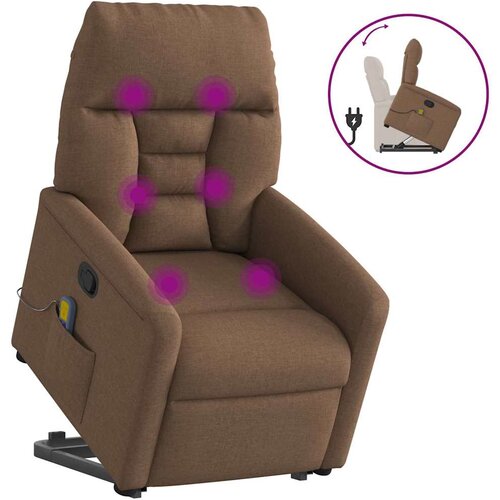  Masažni naslonjač na podizanje od tkanine smeđi Cijene