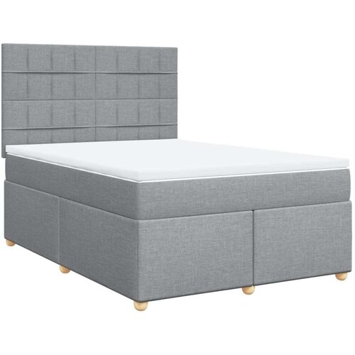 VidaXL krevet box spring s madracem svjetlosivi 140x200 cm od tkanine Slike