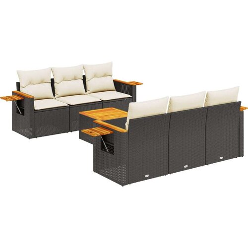 VidaXL 7-dijelni set vrtnih sofa od poliratana s jastucima crni Slike