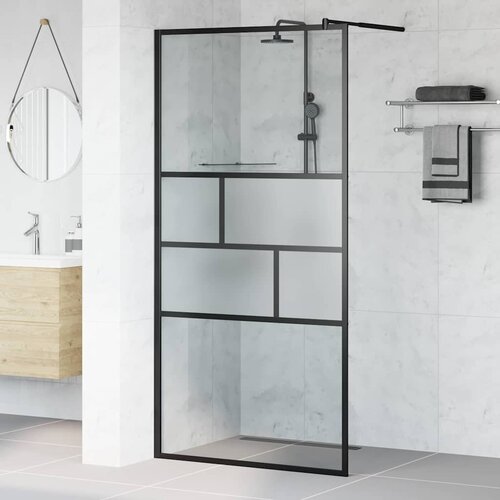 Zid za walk-in tu&amp;scaron; Crna 100 x 195 x 0,5 cm Staklo i aluminij Slike