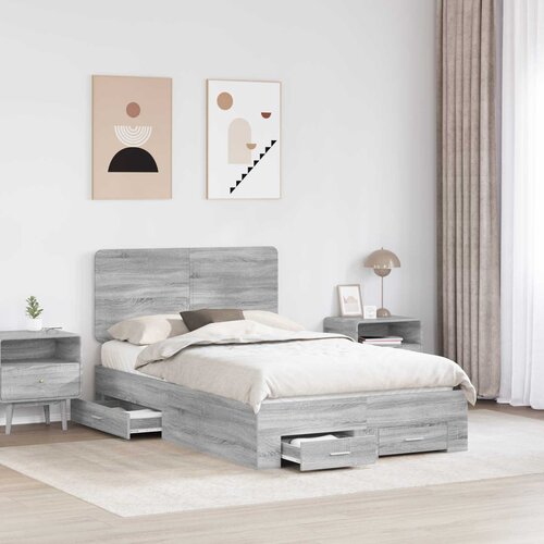  Krevetna konstrukcija s ladicama Siva Sonoma 120 x 200 cm 203 x 123 x 100 cm Slike