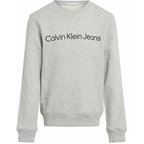 Calvin Klein Jeans Otroški bombažen pulover siva barva, IU0IU00581