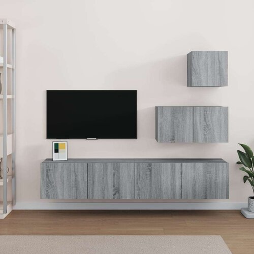  Komplet TV omaric 4-delni siva sonoma inženirski les, (20734868) Slike