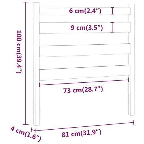  Uzglavlje za krevet crno 81 x 4 x 100 cm od masivne borovine Slike