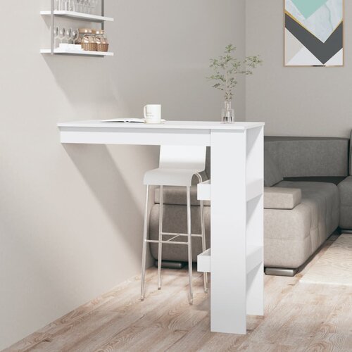 vidaXL Stenska barska miza visok sijaj bela 102x45x103,5 cm Cene