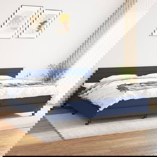 VidaXL Krevet s oprugama i madracem plavi 200 x 200 cm od tkanine Slike