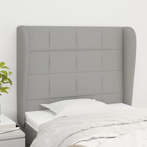 VidaXL Uzglavlje s u&amp;scaron;ima svjetlosivi 103x23x118/128 cm od tkanine Slike
