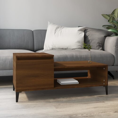 vidaXL Klubska mizica Rjav hrast 100x50x45 cm inženirski les Cene