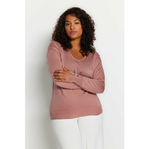 Trendyol Curve Plus Size Sweater - Pink - Relaxed fit Slike