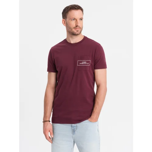 Ombre Men's Streetstyle cotton t-shirt with pocket print - maroon